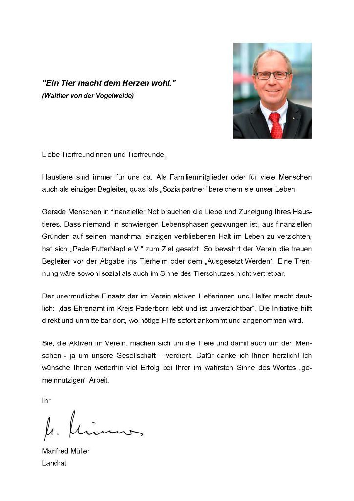 Grusswort von Landrat Manfred Müller